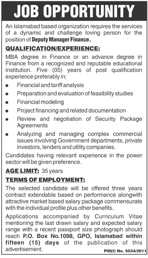 Deputy Manager Finance Jobs In India